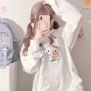 White Oversized Puppy Dog Hoodie