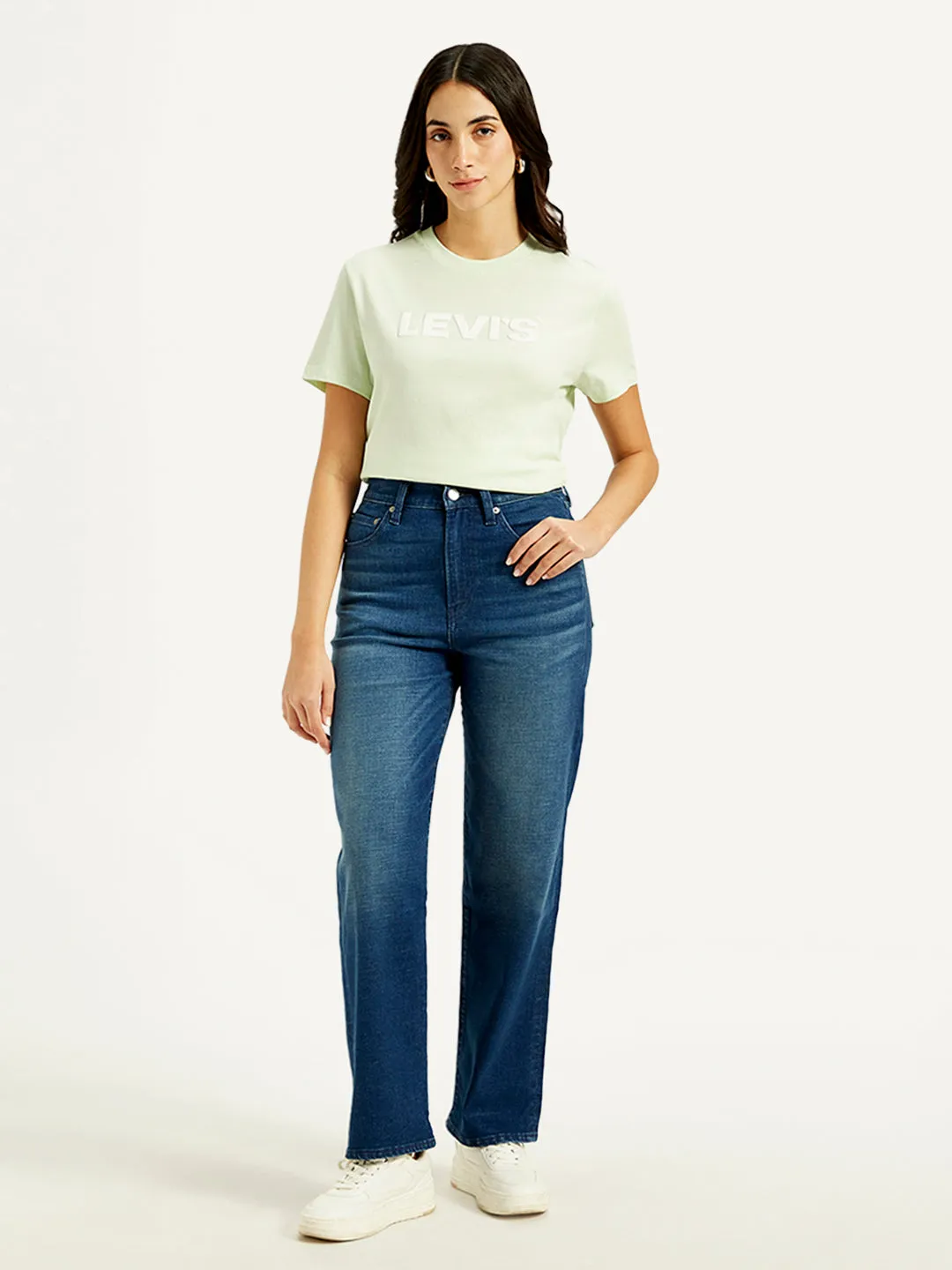 Women's Blue Ribcage Straight Fit High Rise Jeans LEVI'S
