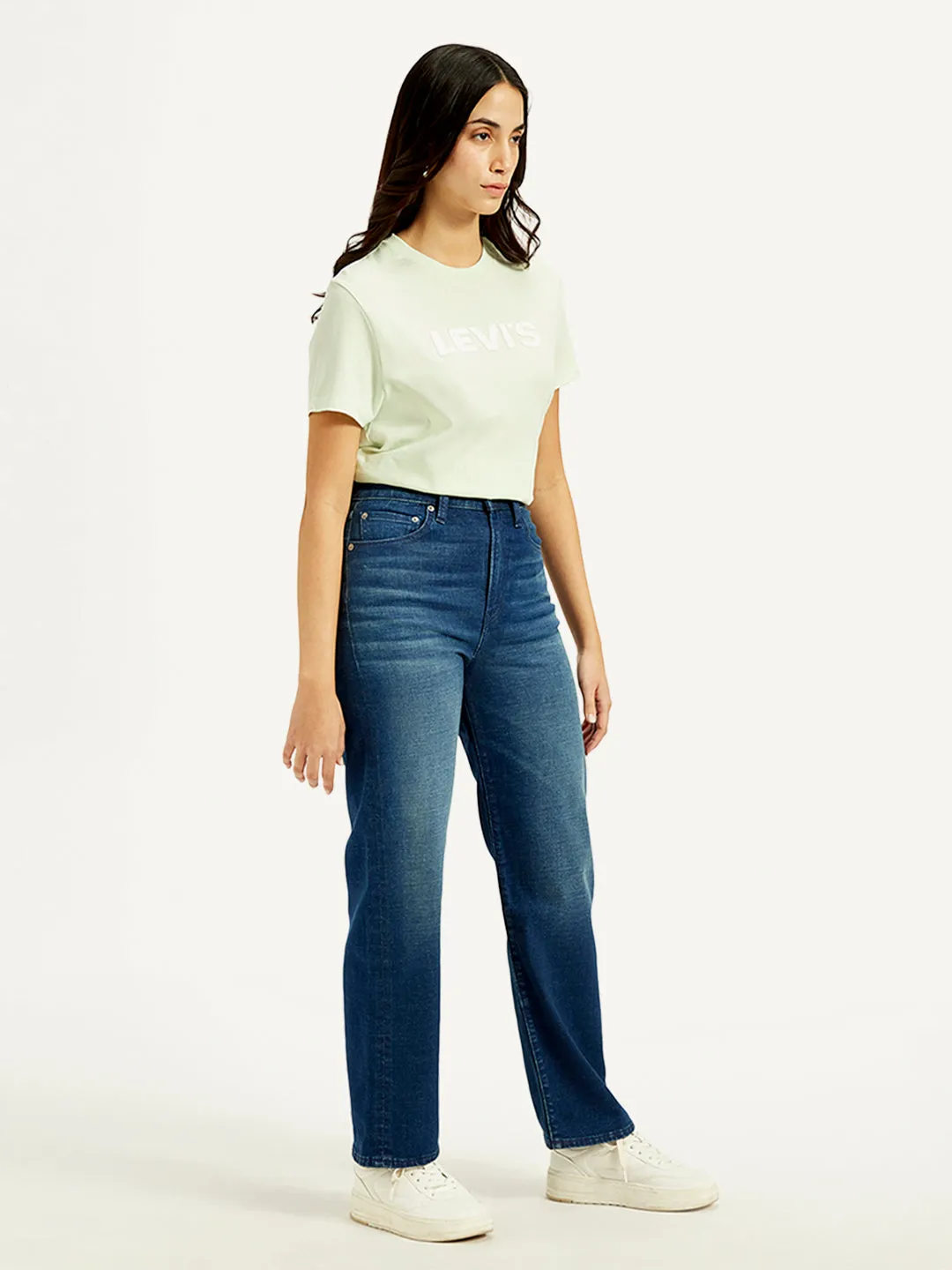 Women's Blue Ribcage Straight Fit High Rise Jeans LEVI'S