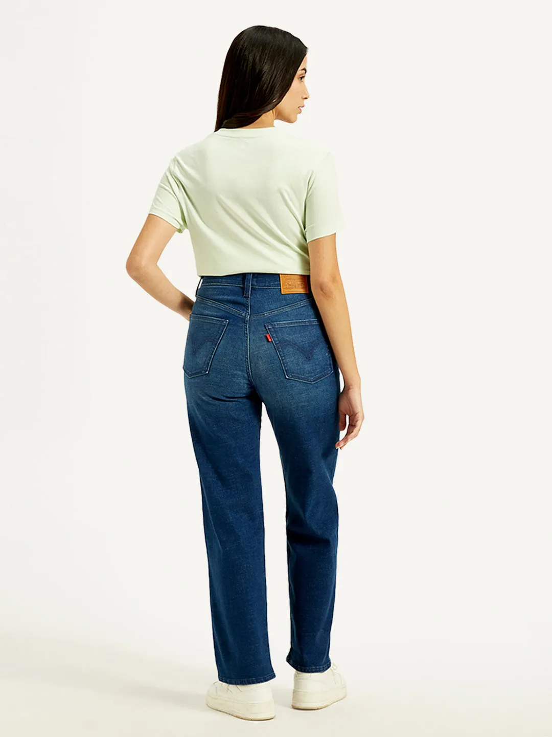 Women's Blue Ribcage Straight Fit High Rise Jeans LEVI'S