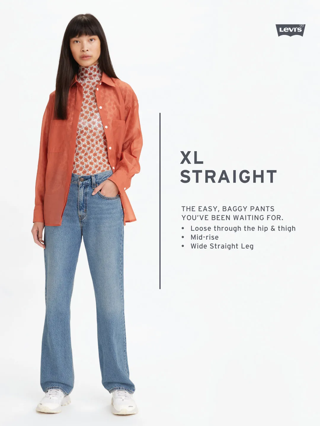 Women's Blue XL Straight Fit Mid Rise Jeans LEVI'S