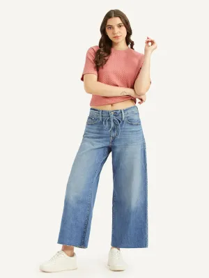 Women's Blue XL Straight Fit Mid Rise Jeans LEVI'S