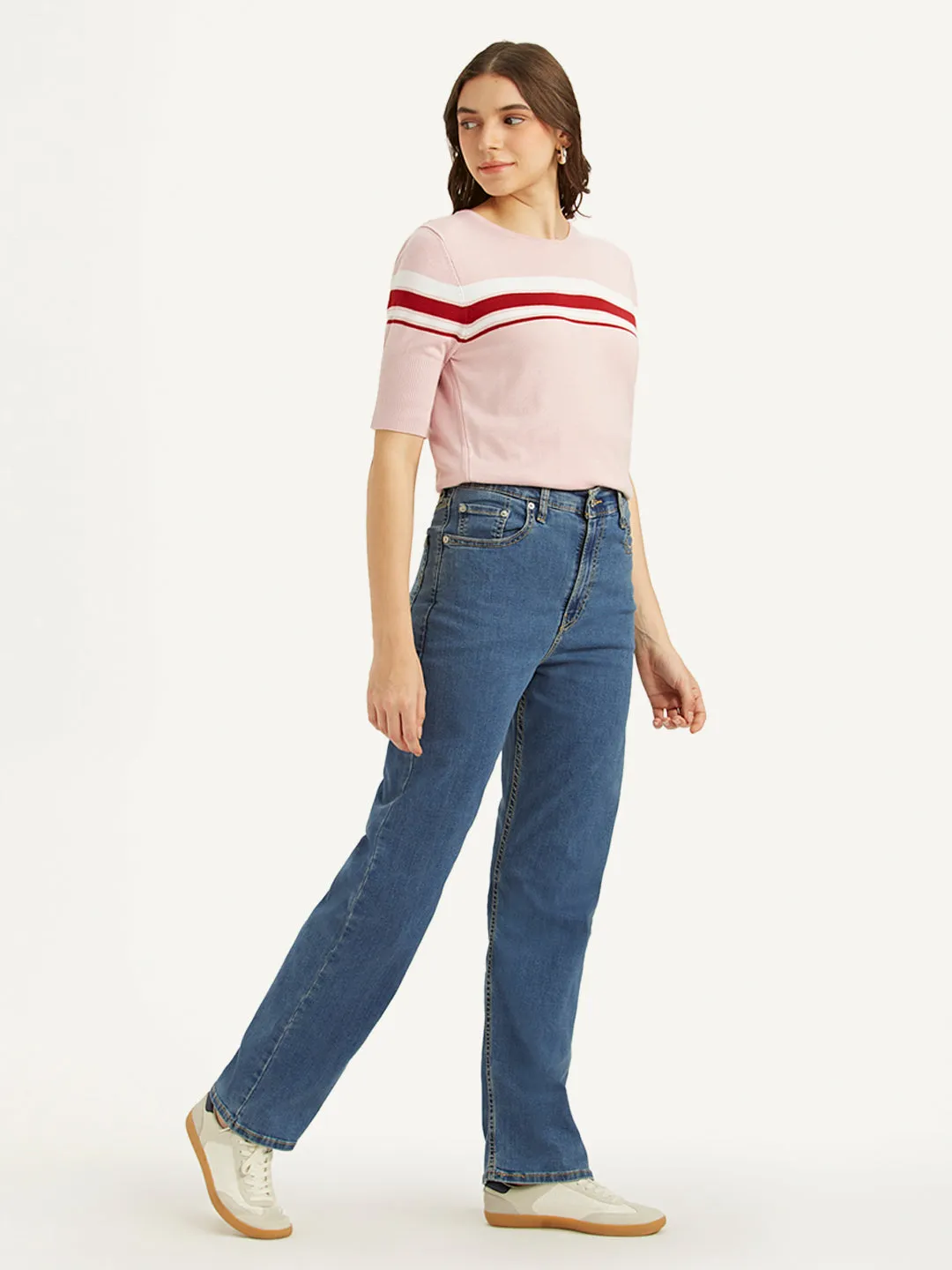 Women's High Rise Ribcage Straight Fit Blue Jeans LEVI'S