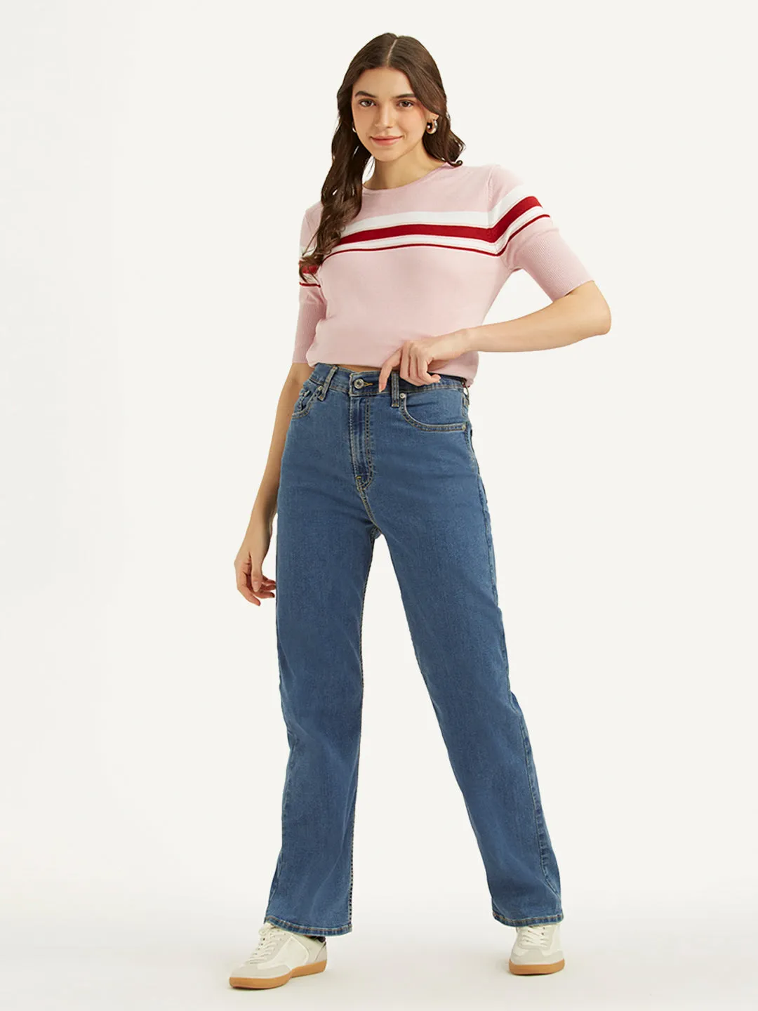 Women's High Rise Ribcage Straight Fit Blue Jeans LEVI'S