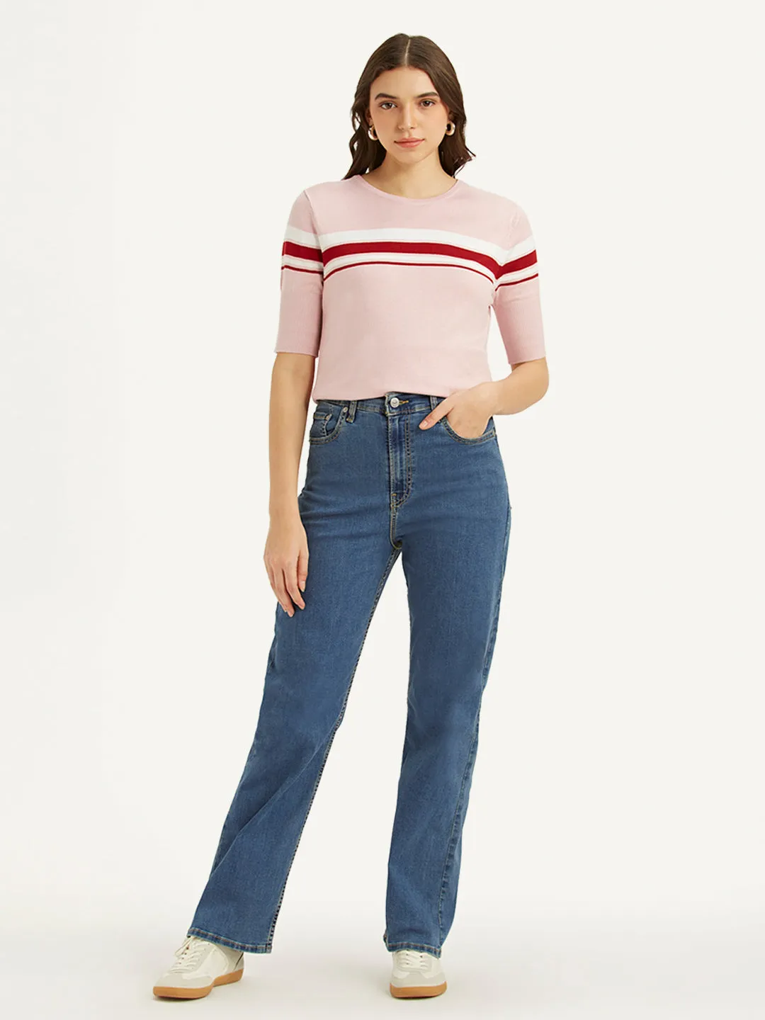 Women's High Rise Ribcage Straight Fit Blue Jeans LEVI'S