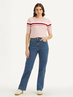 Women's High Rise Ribcage Straight Fit Blue Jeans LEVI'S