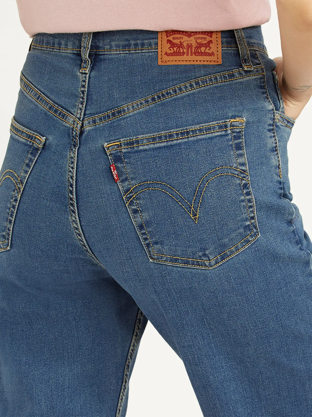 Women's High Rise Ribcage Straight Fit Blue Jeans LEVI'S