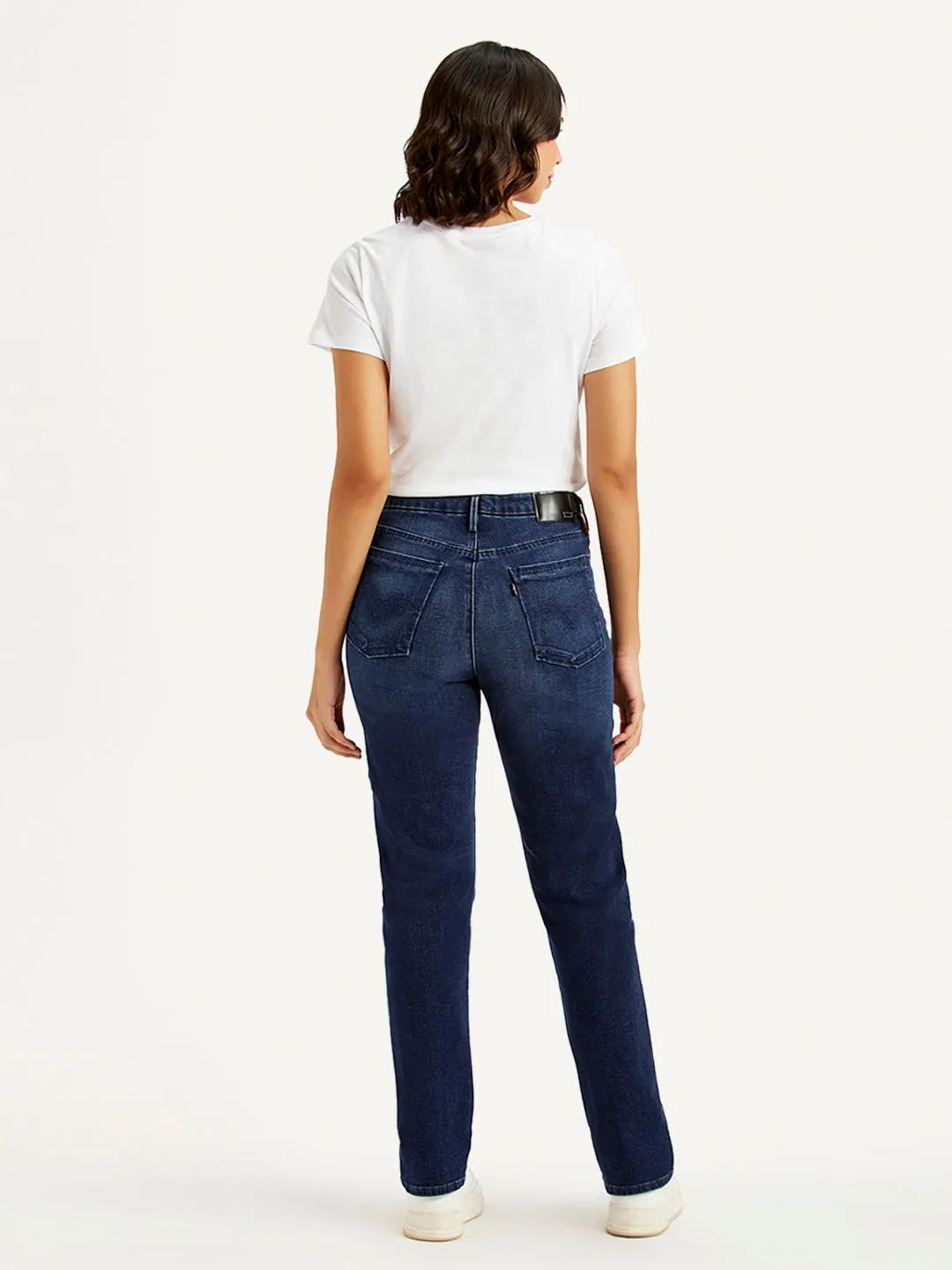 Women's High Rise Wedgie Straight Fit Dark Blue Jeans LEVI'S