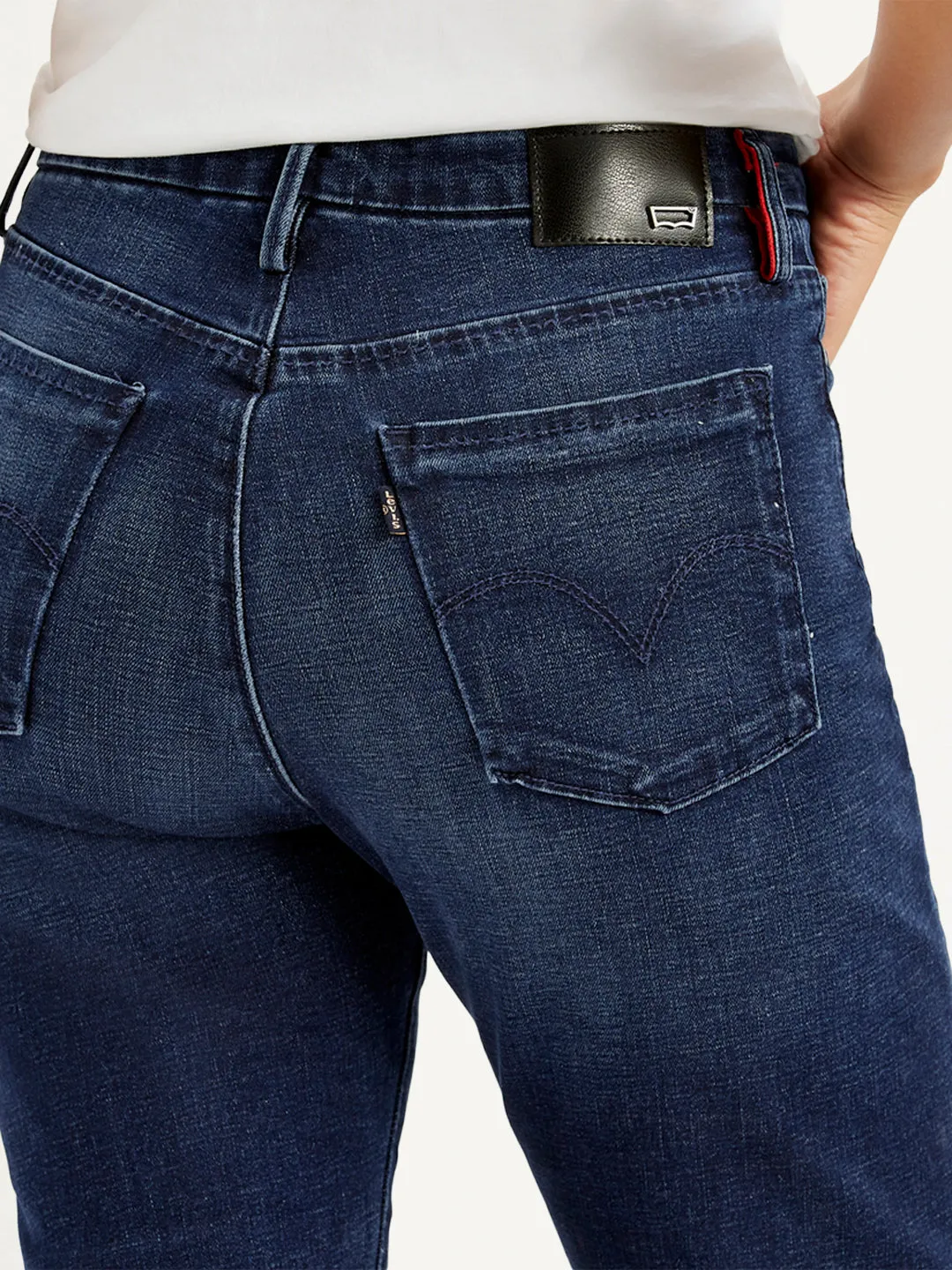 Women's High Rise Wedgie Straight Fit Dark Blue Jeans LEVI'S