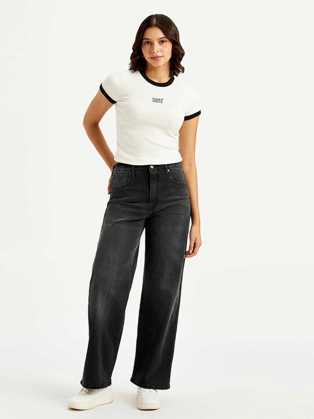 Women's High Rise Wide Leg Charcoal Grey Jeans LEVI'S