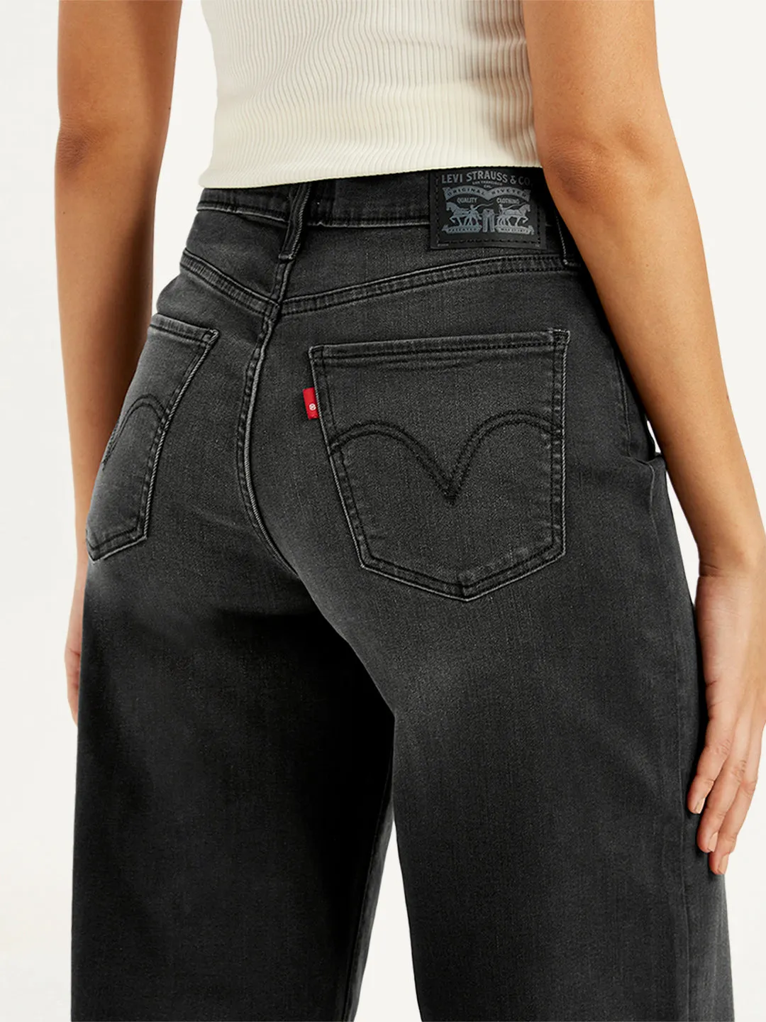 Women's High Rise Wide Leg Charcoal Grey Jeans LEVI'S