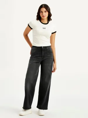 Women's High Rise Wide Leg Charcoal Grey Jeans LEVI'S