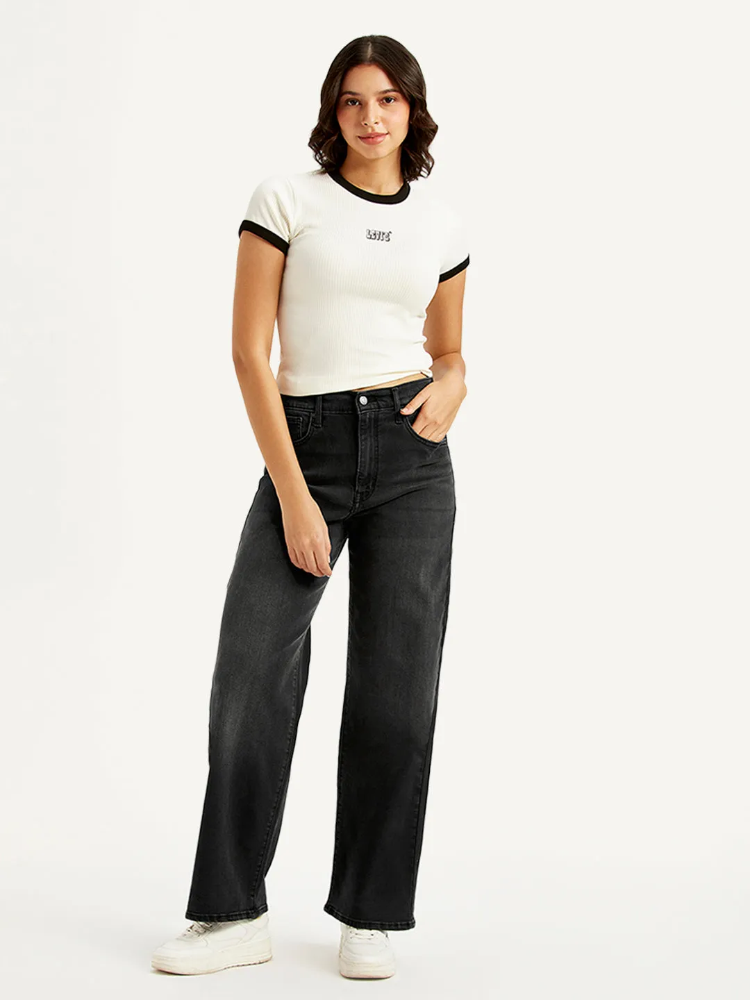 Women's High Rise Wide Leg Charcoal Grey Jeans LEVI'S