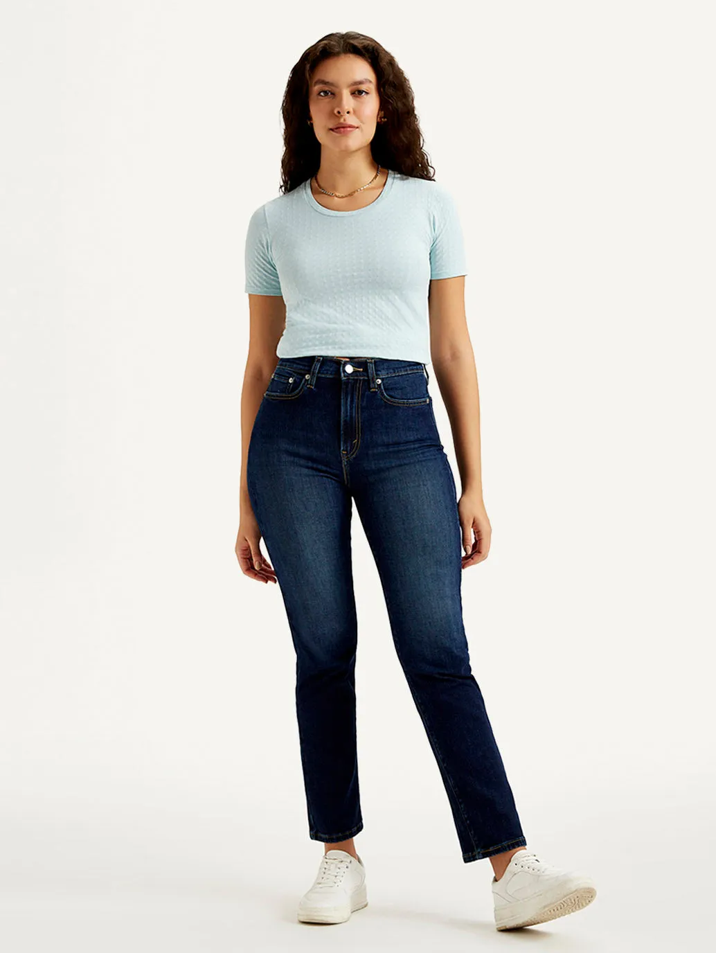 Women's Navy Blue Straight Fit High Rise Jeans LEVI'S