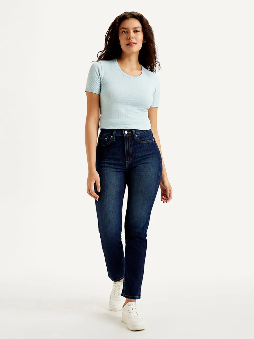 Women's Navy Blue Straight Fit High Rise Jeans LEVI'S
