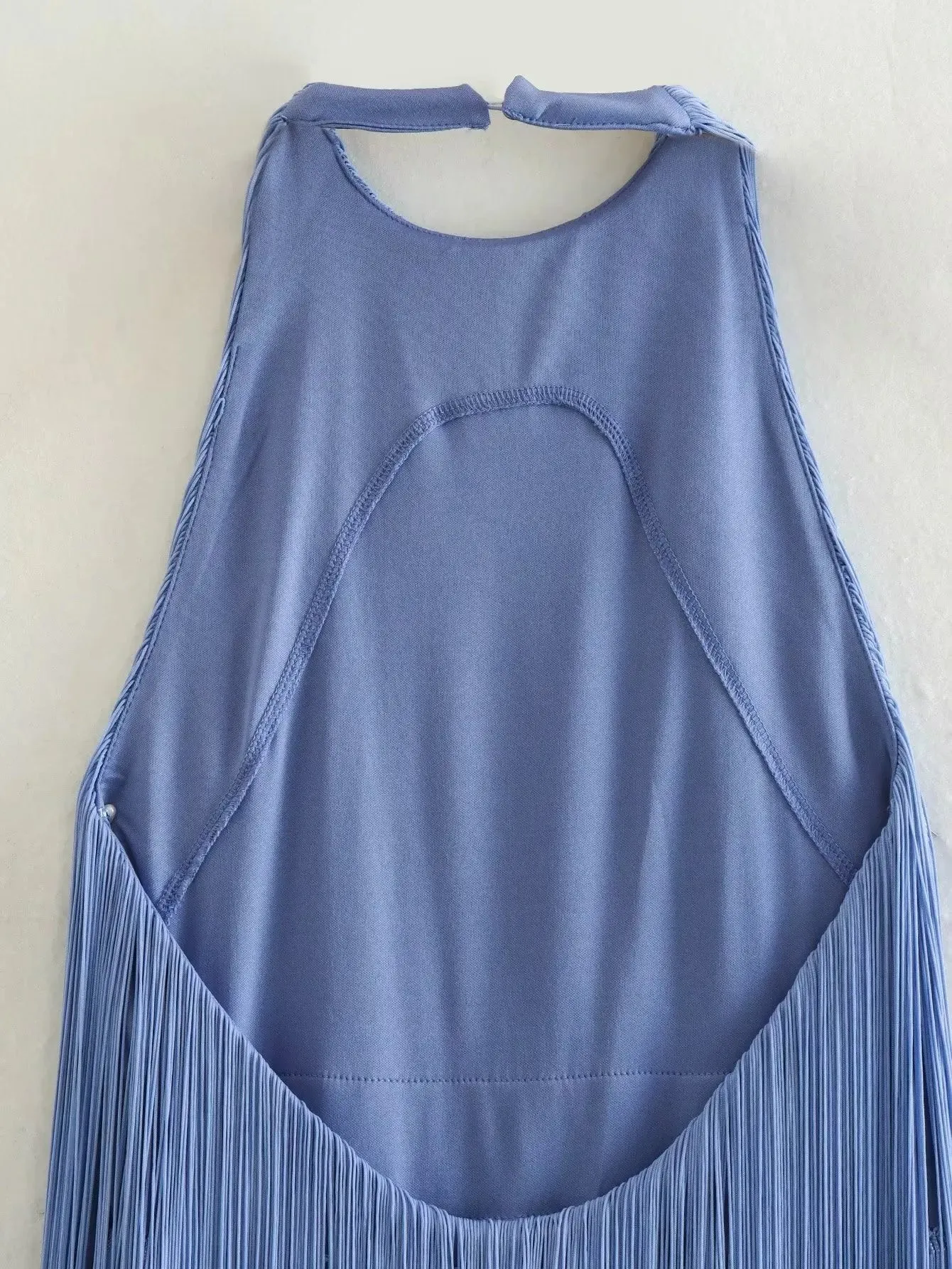 Women's Summer Halter Sleeveless Fringe Dress Anna Kay Co