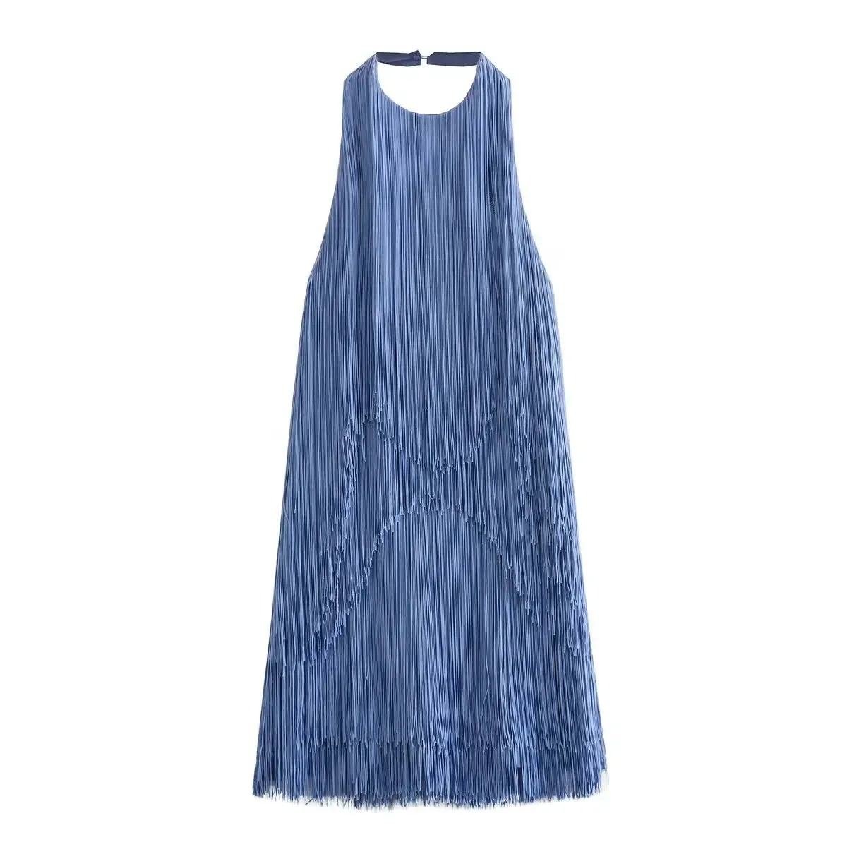 Women's Summer Halter Sleeveless Fringe Dress Anna Kay Co