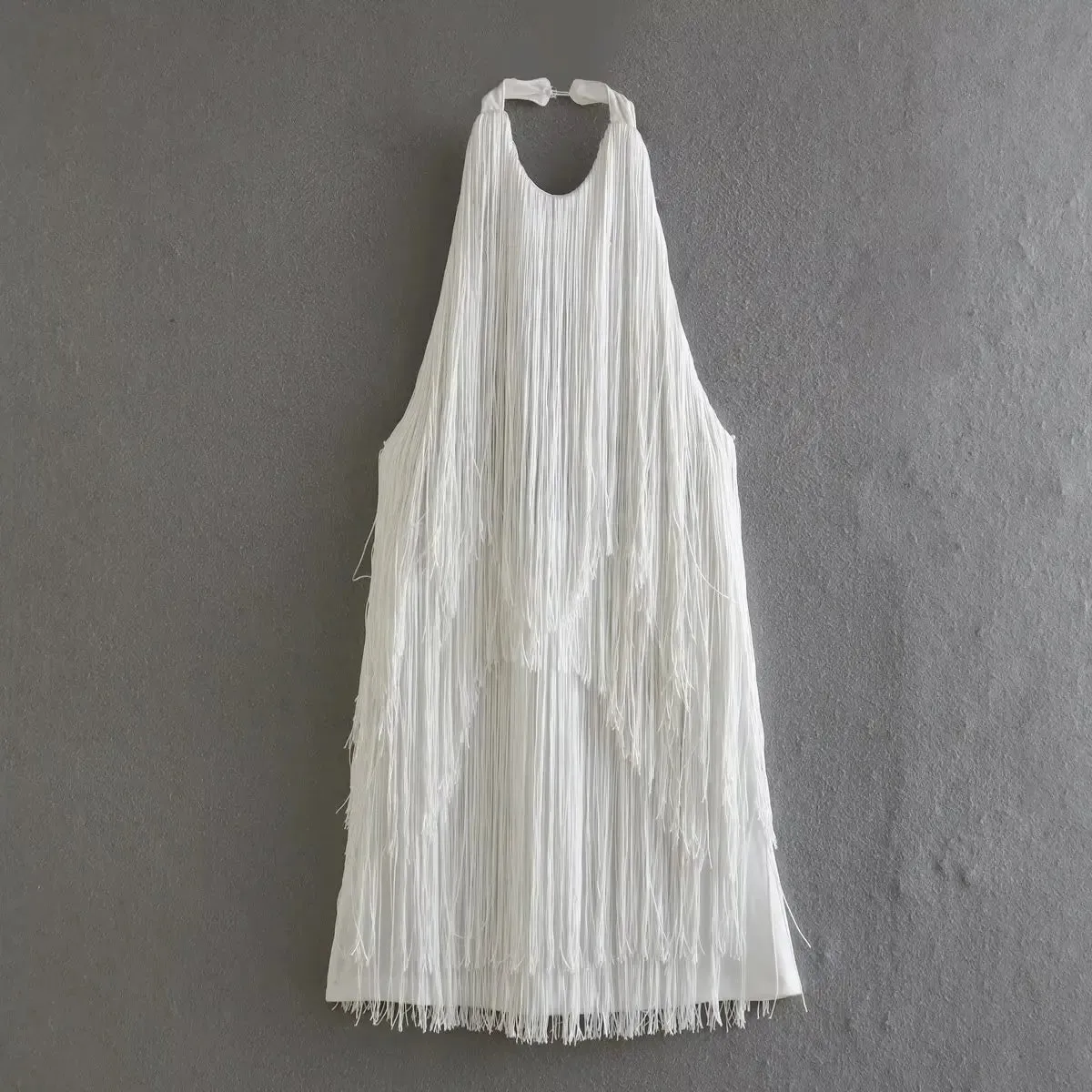 Women's Summer Halter Sleeveless Fringe Dress Anna Kay Co