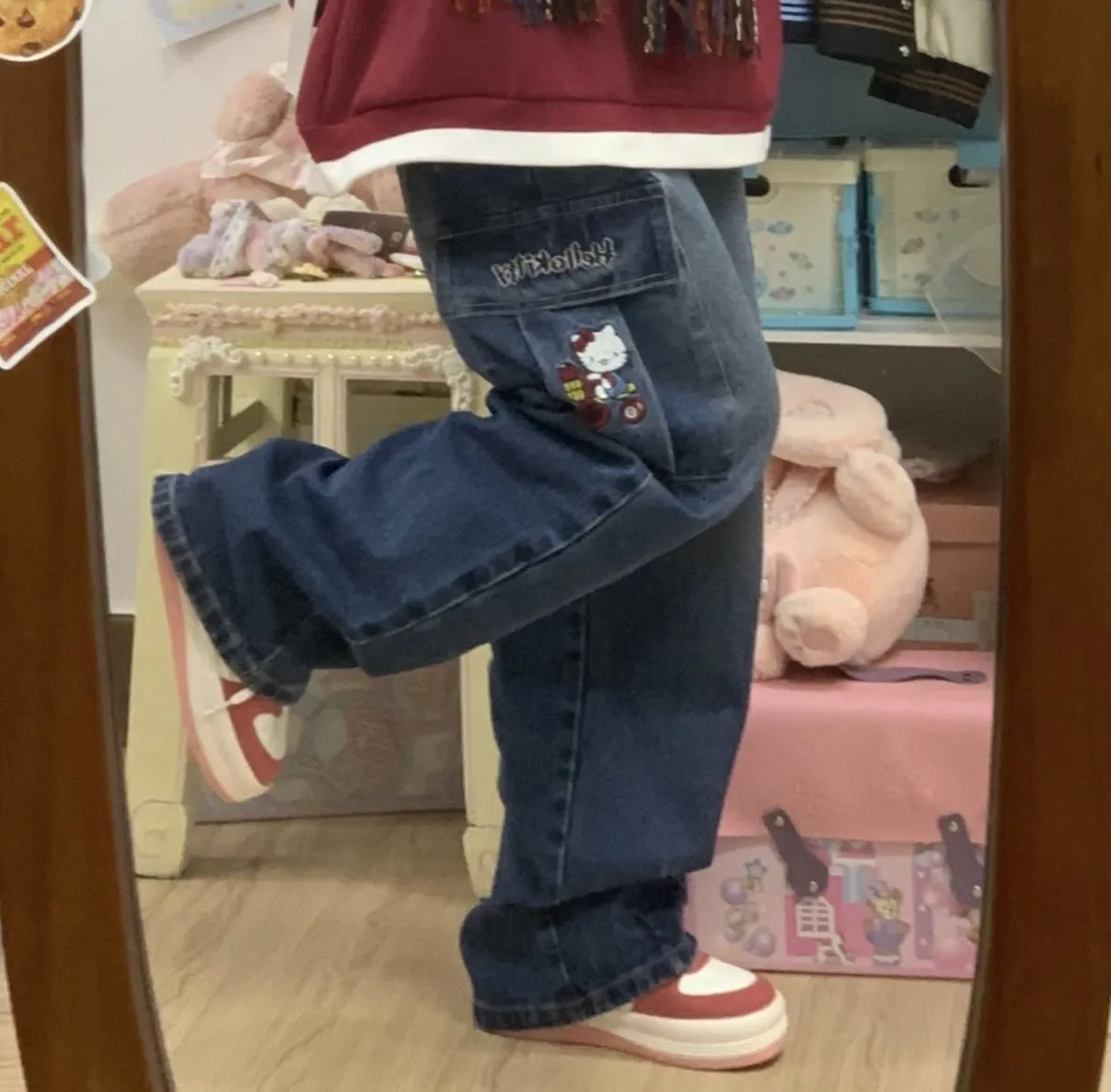 Y2K Kitten Baggy Denim Jeans