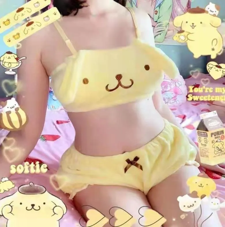 Yellow Puppy Dog Lingerie Set