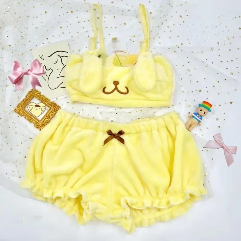Yellow Puppy Dog Lingerie Set