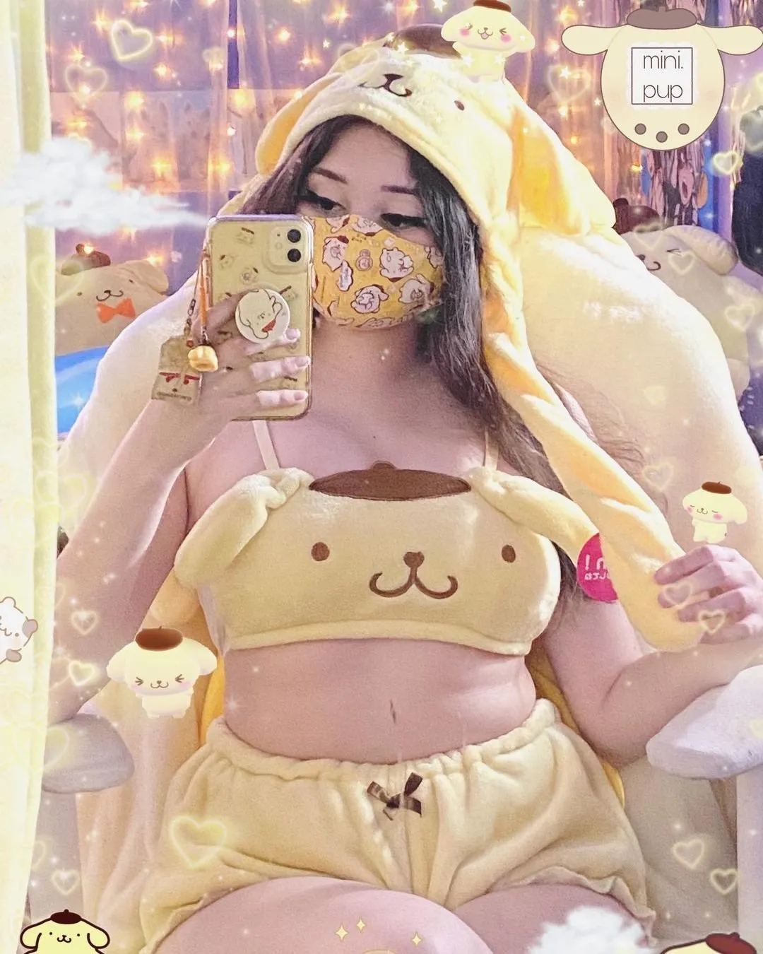 Yellow Puppy Dog Lingerie Set