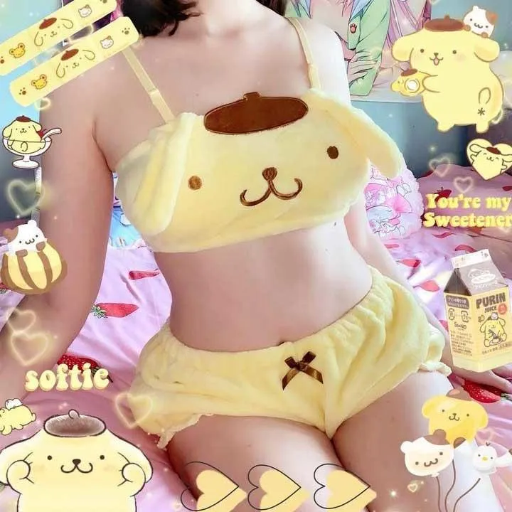 Yellow Puppy Dog Lingerie Set