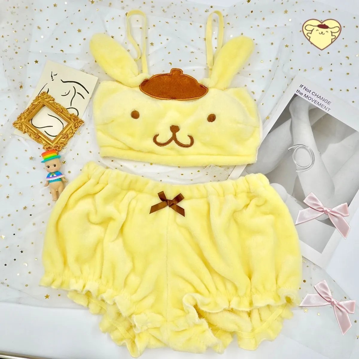 Yellow Puppy Dog Lingerie Set